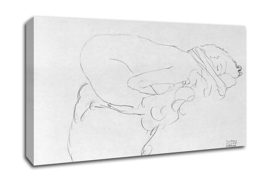 Klimt Crouching To Right Drawing Canvas Wall Art