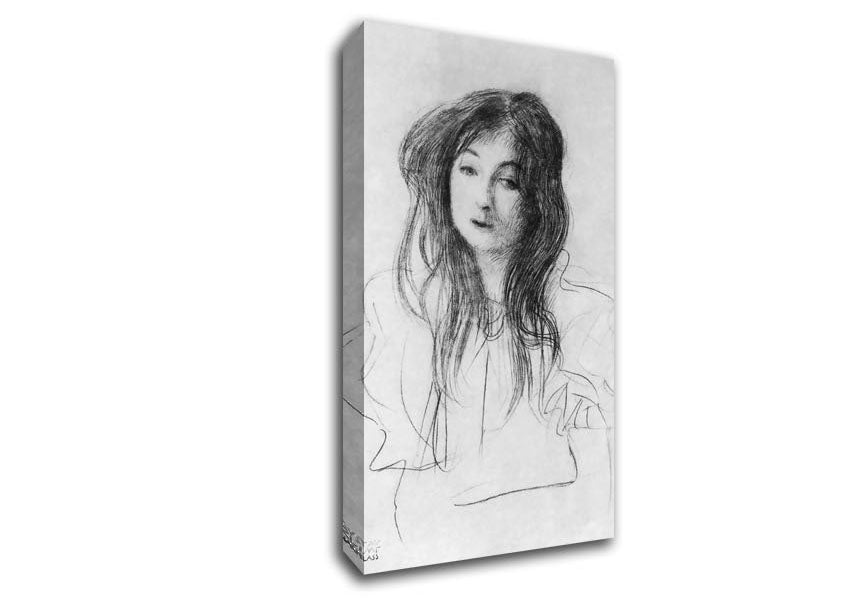 Klimt Girl With Long Hair Canvas Wall Art