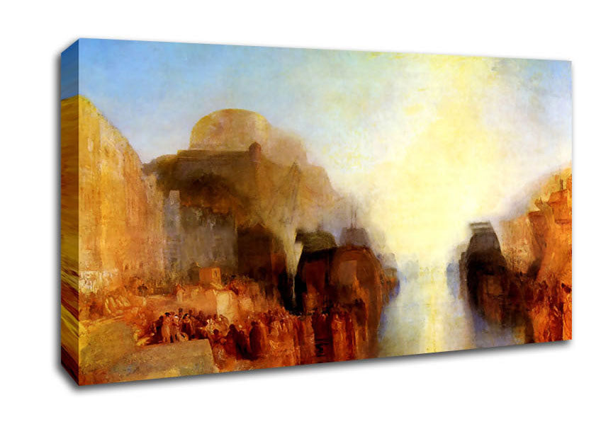 Joseph Mallord Turner Harbour With Town And Fortress Canvas Wall Art