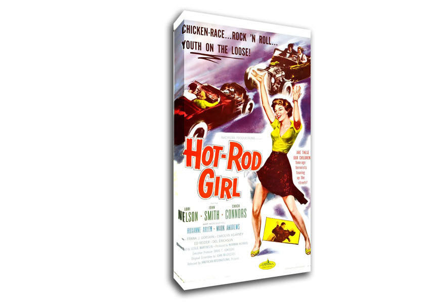 Hot Rod Girl Poster 1 Canvas Wall Art