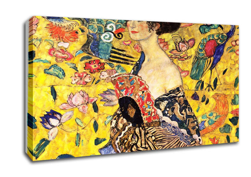 Klimt Lady With Fan Canvas Wall Art