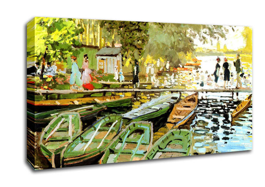Monet Les Bain De La Grenouillere Canvas Wall Art