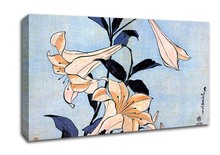 Hokusai Lilies Canvas Wall Art