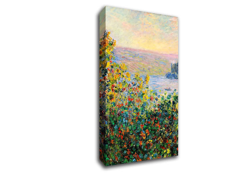 Monet Flower Beds At Vetheuil Canvas Wall Art