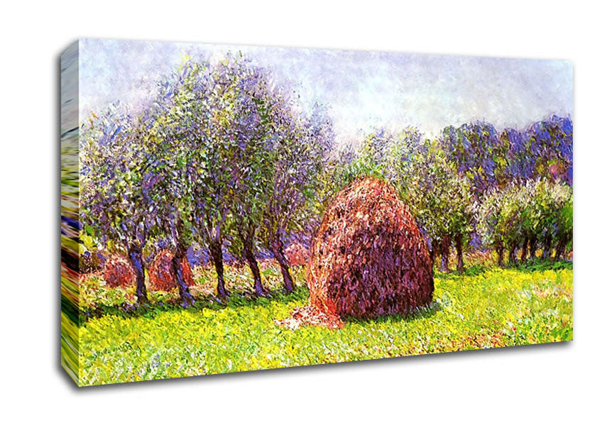Monet Heap Of Hay In The Field Canvas Wall Art