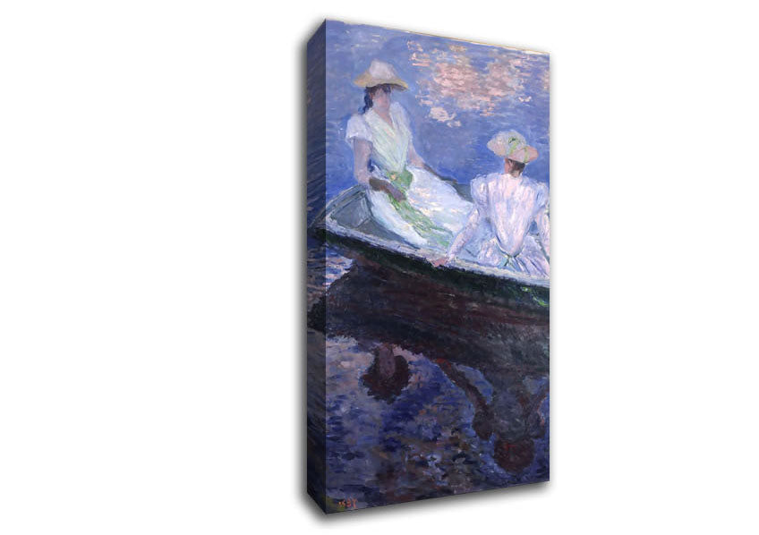 Monet On The Boat Canvas Wall Art