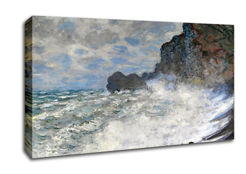 Monet Rough Weather At Etretat Canvas Wall Art