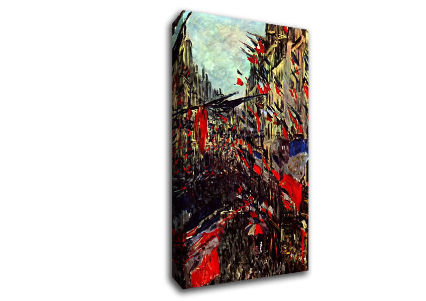 Monet Rue Staint Denis At The National Holiday Canvas Wall Art