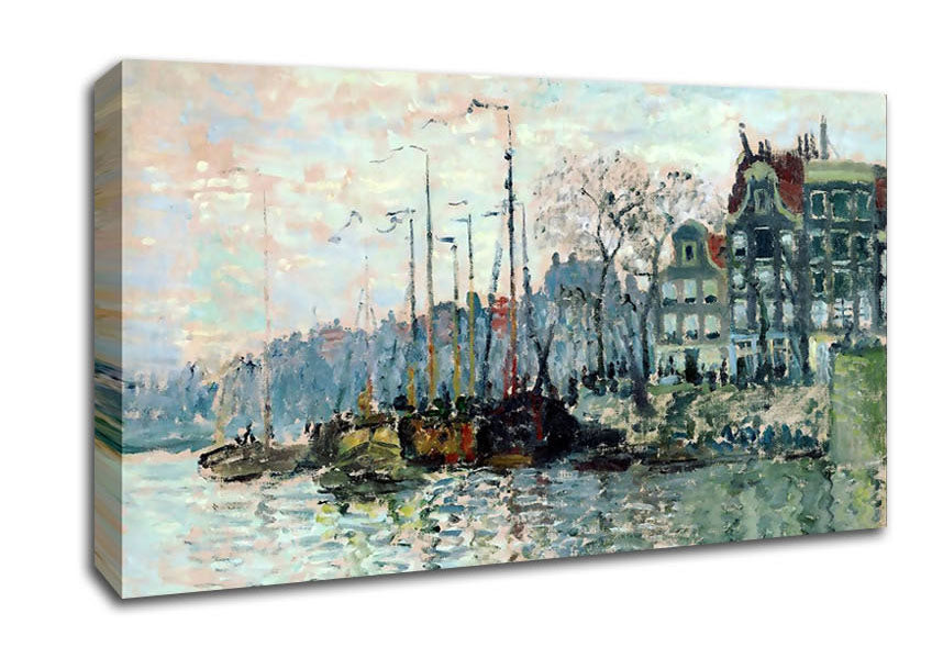 Monet View Of The Kromme Waal In Amsterdam Canvas Wall Art