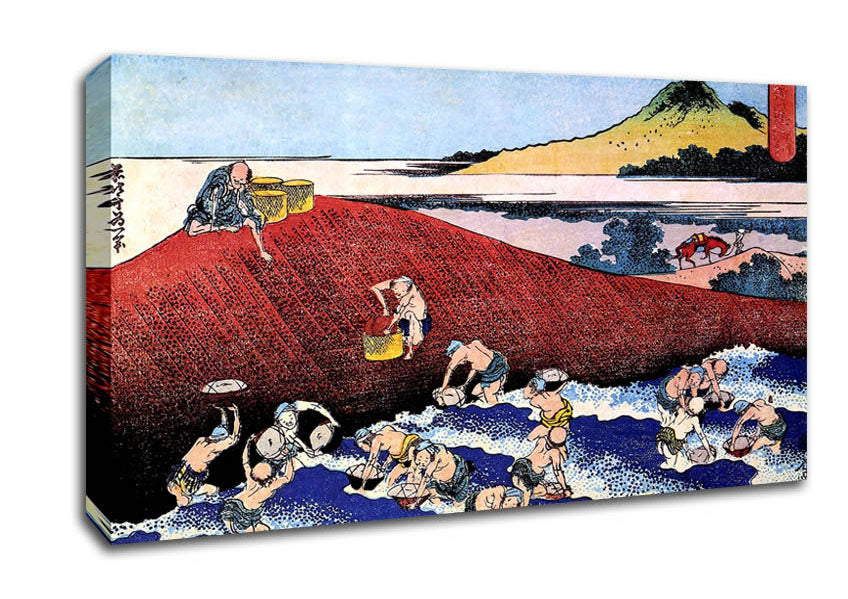 Hokusai Ocean Landscape With Fishermen Canvas Wall Art
