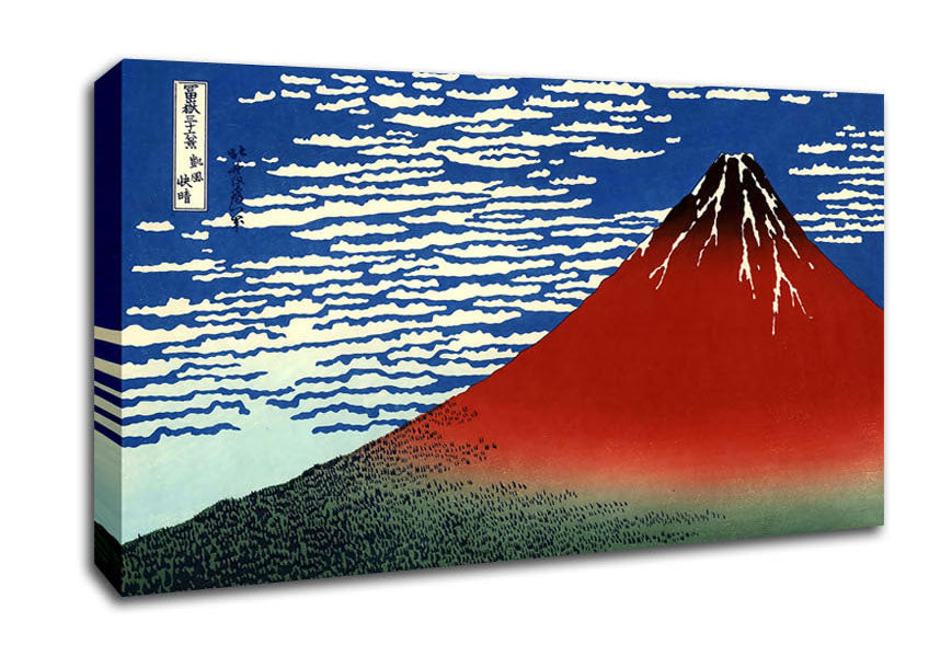Hokusai Red Southern Wind On Fiji On A Clear Morning Canvas Wall Art