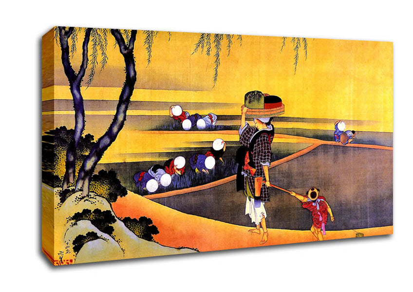 Hokusai Rice Fields Canvas Wall Art