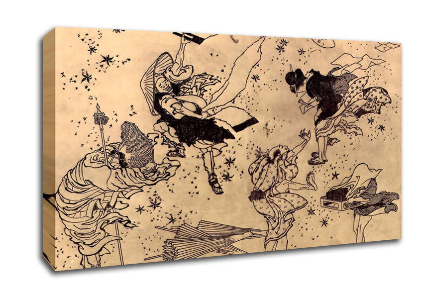 Hokusai Sudden Wind Canvas Wall Art