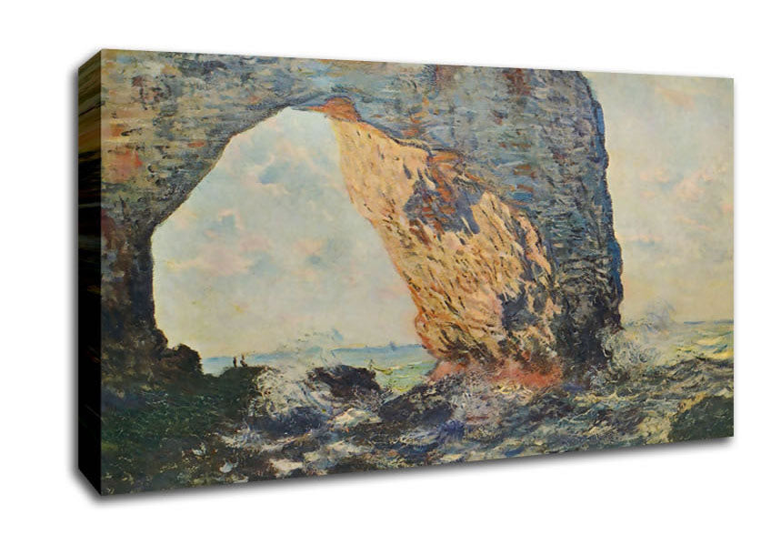 Monet The Rocky Cliffs Of Etretat La Porte Man 1 Canvas Wall Art