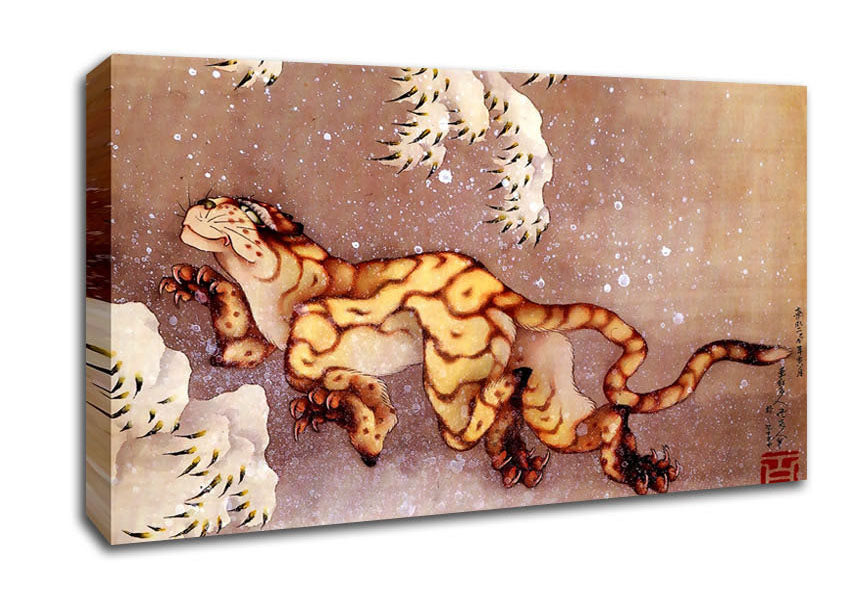 Hokusai Tiger In The Snow Canvas Wall Art