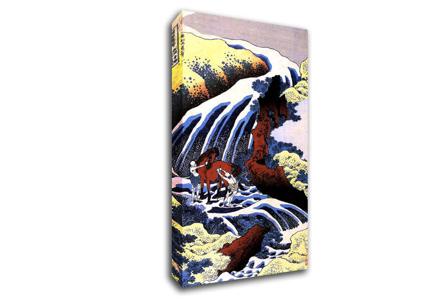 Hokusai Waterfall And Horse Washing Canvas Wall Art