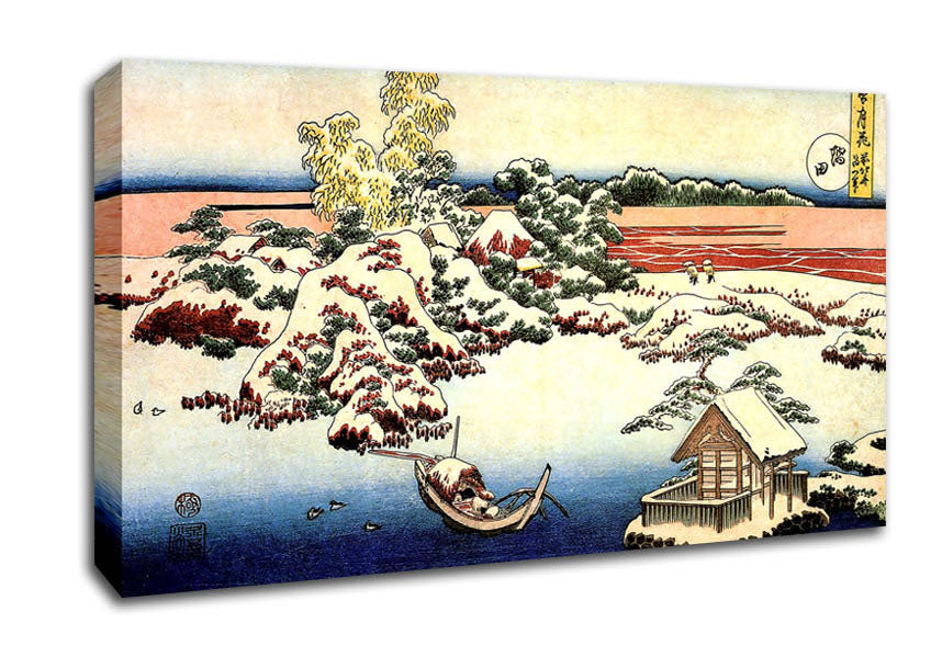 Hokusai Winter Landscape Of Suda Canvas Wall Art