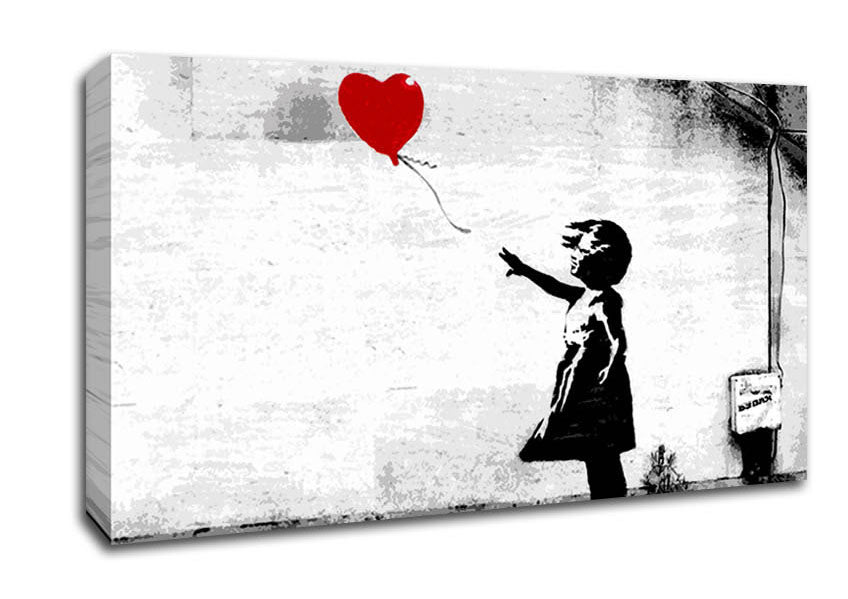 Balloon Girl Love Heart Canvas Wall Art