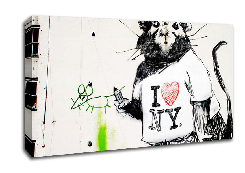 I Love New York Rat Canvas Wall Art