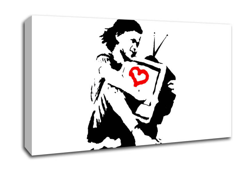 I Love Tv White Canvas Wall Art