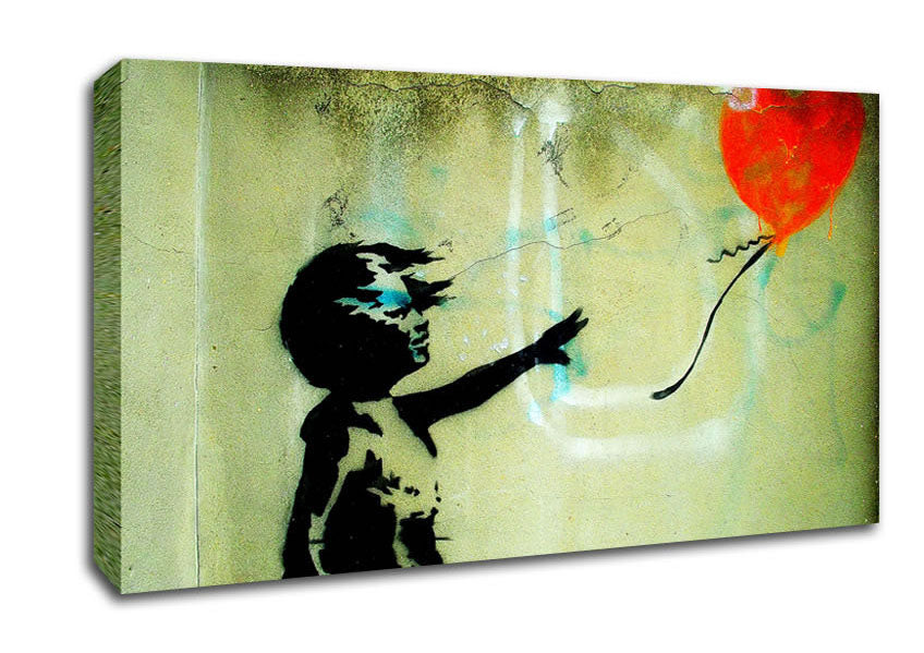 Love Heart Balloon Girl Float Canvas Wall Art