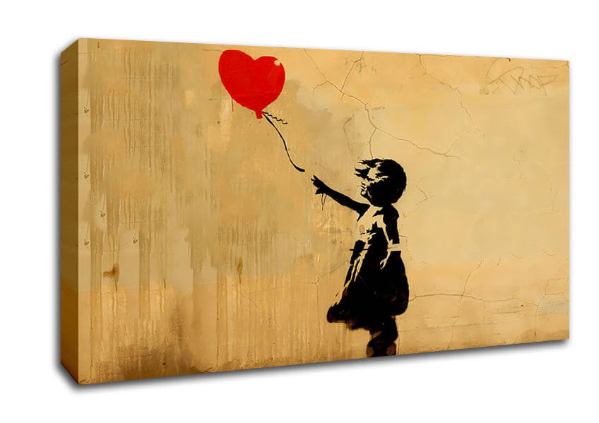 Love Heart Balloon Left Canvas Wall Art