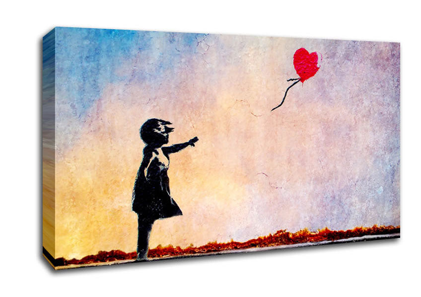 Love Heart Balloon Sunset Canvas Wall Art