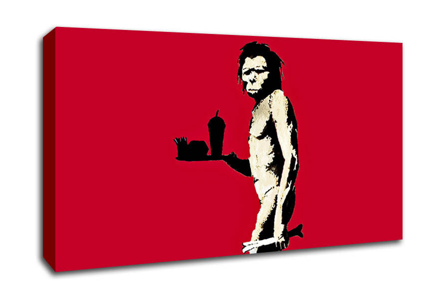 Mcdonalds Caveman Red Canvas Wall Art
