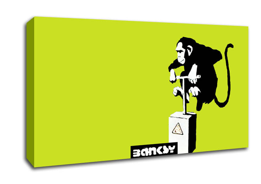 Monkey Detonator Lime Canvas Wall Art