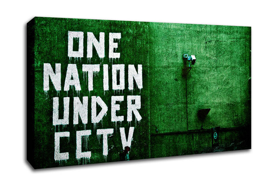 One Nation Under Cctv Green Canvas Wall Art