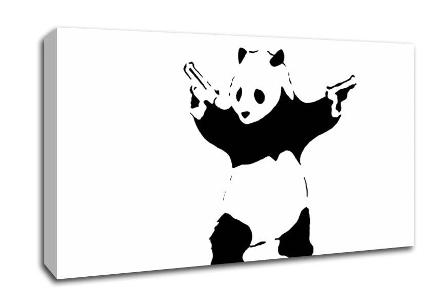 Panda Hold-Up White Canvas Wall Art