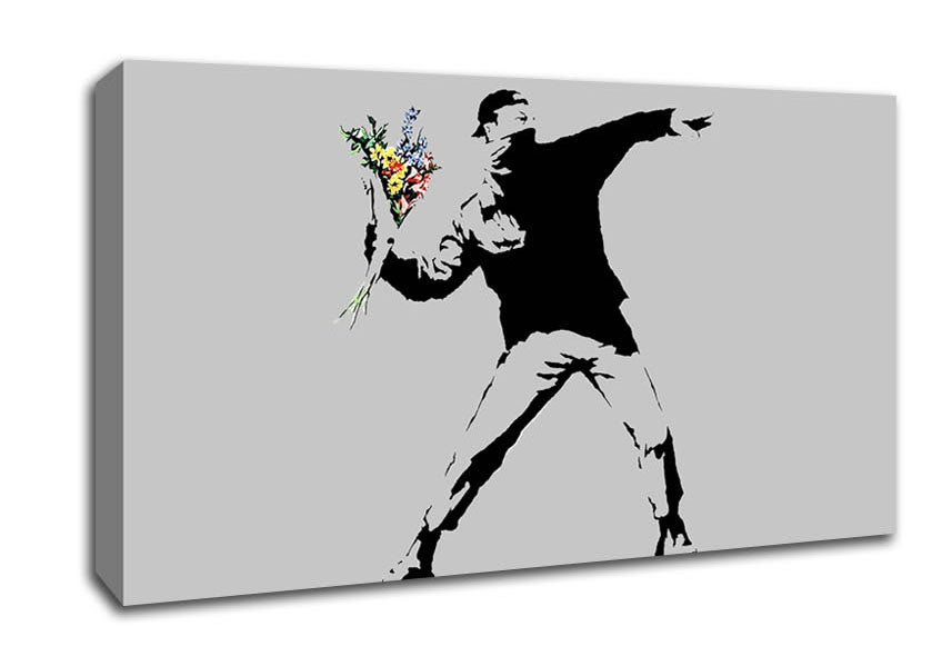 Peaceful Warrior Grey Canvas Wall Art