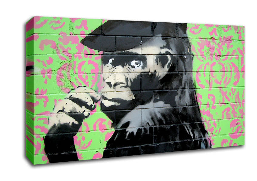 Monkey Cap Canvas Wall Art