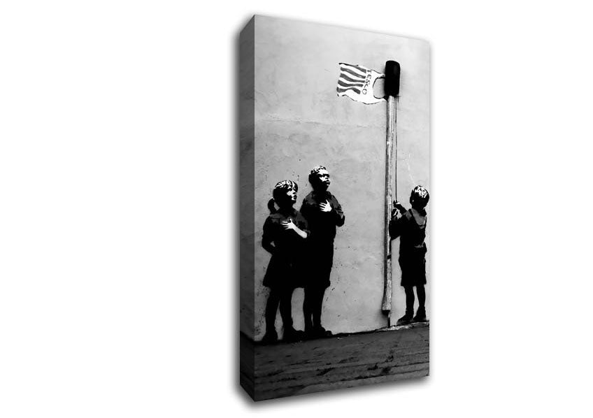 Homage To The Tesco Flag B n W Canvas Wall Art
