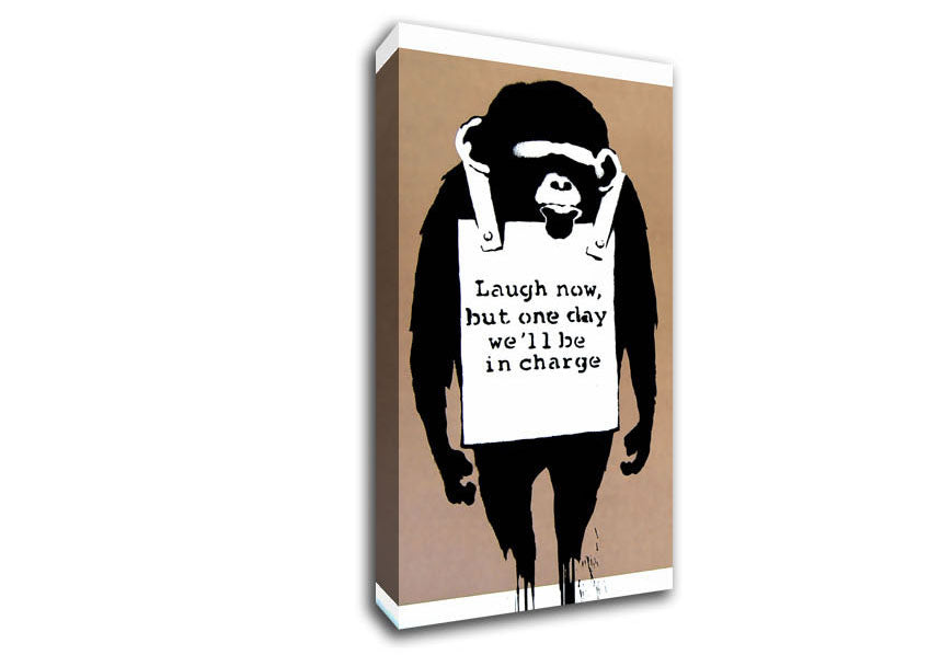 Laugh Now Monkey Beige Canvas Wall Art