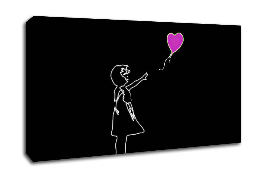 Love Balloon Black Pink Canvas Wall Art