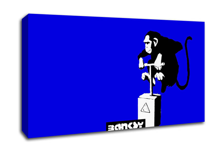 Monkey Detonator Blue Canvas Wall Art