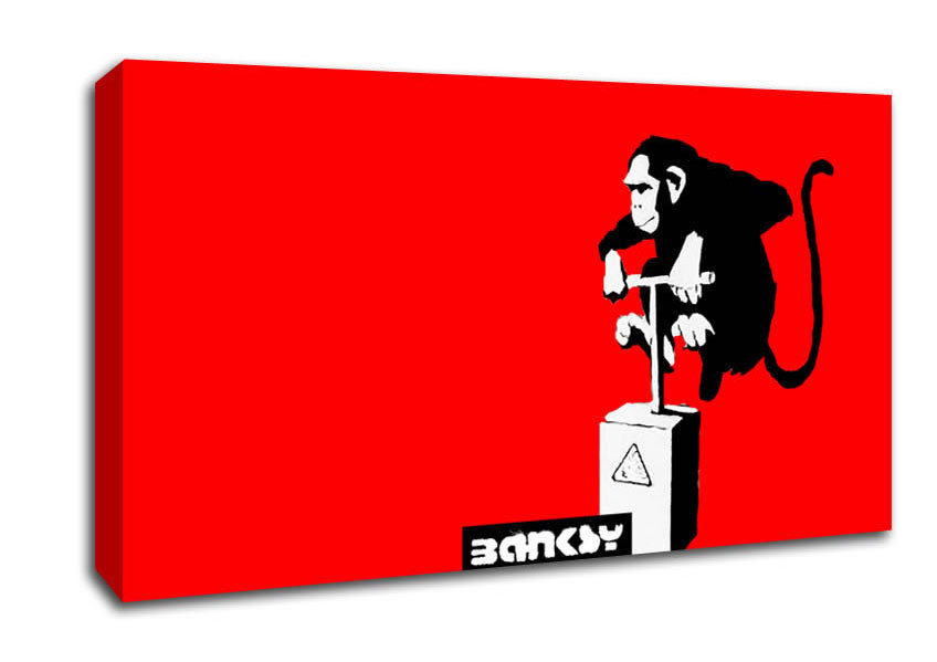 Monkey Detonator Red Canvas Wall Art