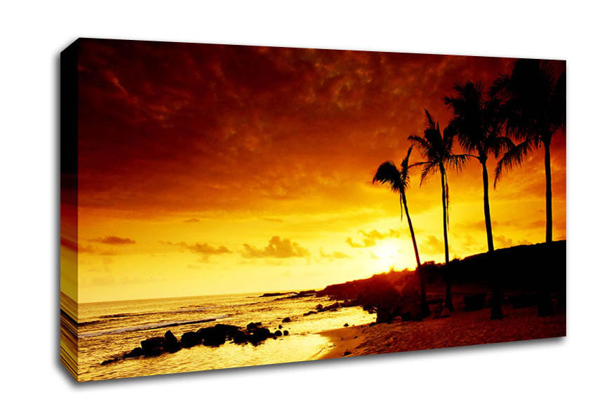 Caramel Palm Tree Sunset Canvas Wall Art