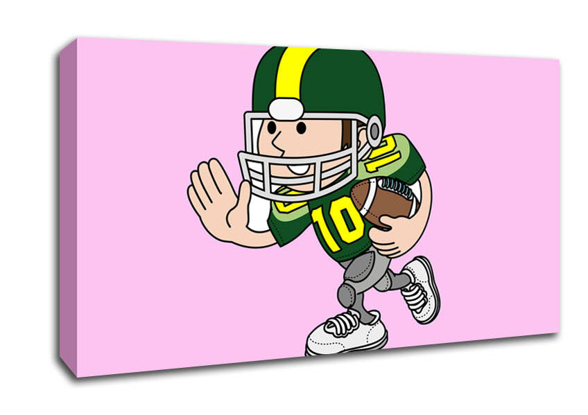 American Football Sport Player Pink Canvas Wall Art