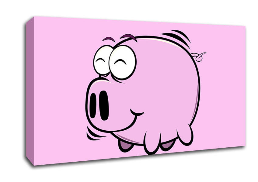 Happy Pig Smiling Pink Canvas Wall Art