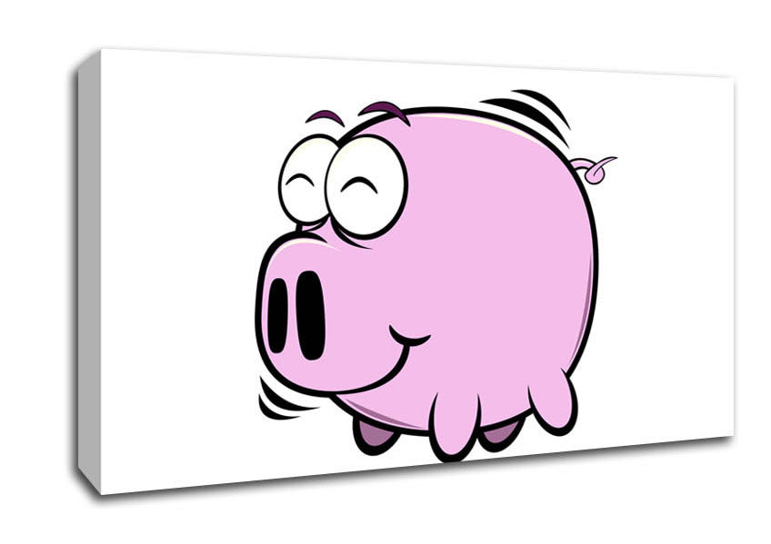 Happy Pig Smiling White Canvas Wall Art