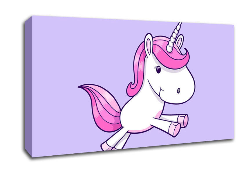Leaping Unicorn Lilac Canvas Wall Art