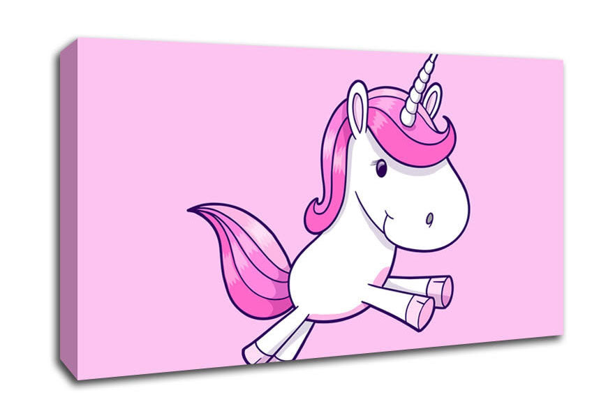 Leaping Unicorn Pink Canvas Wall Art