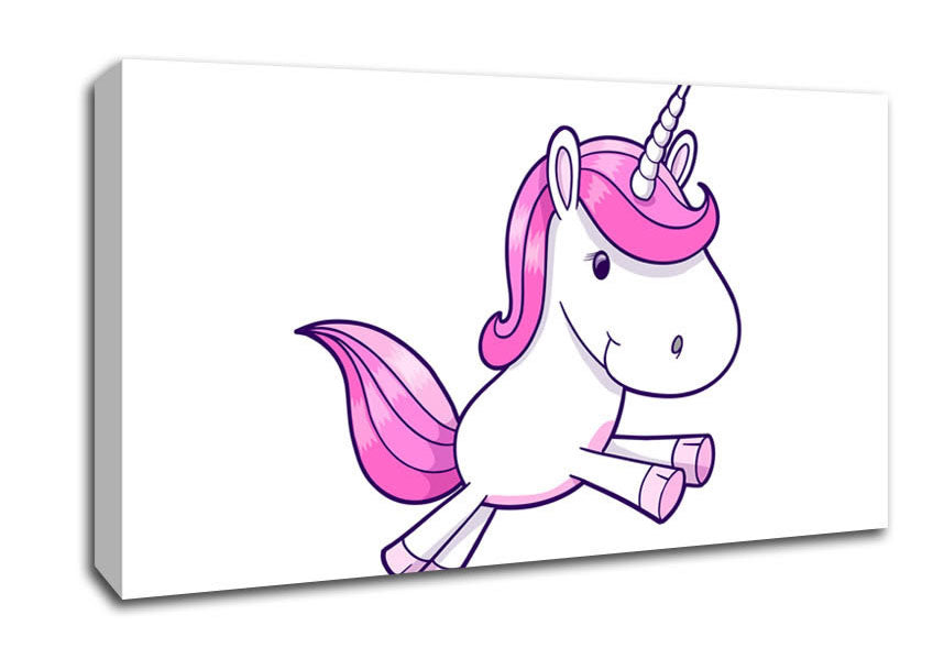 Leaping Unicorn White Canvas Wall Art