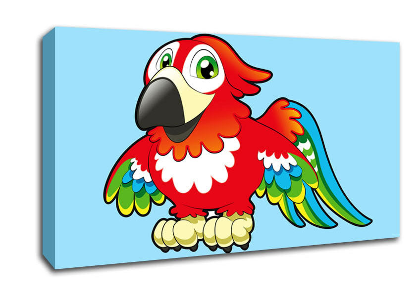 Little Parrot Baby Blue Canvas Wall Art