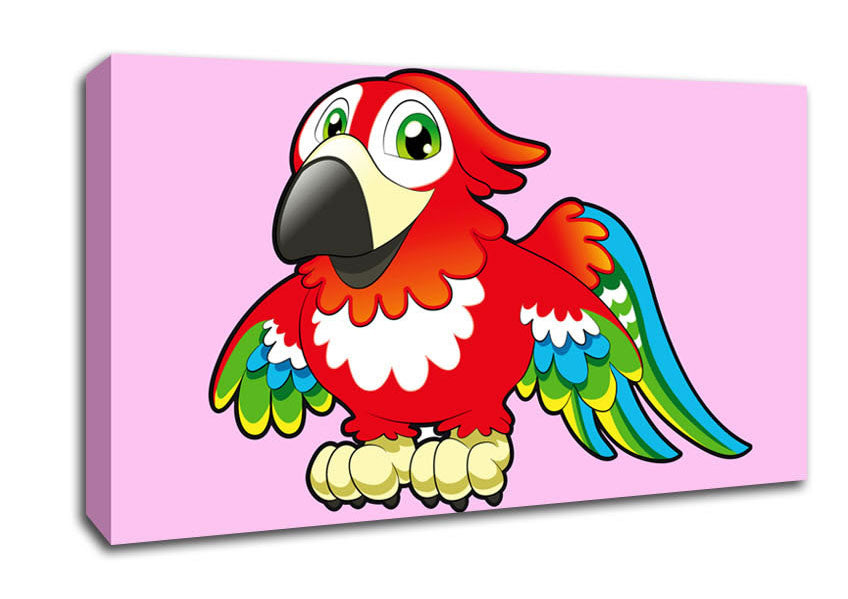 Little Parrot Pink Canvas Wall Art