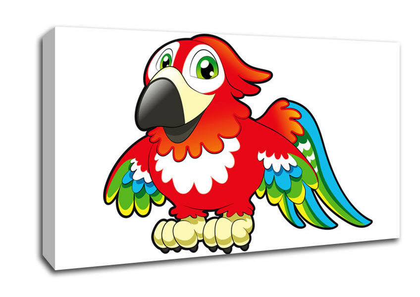 Little Parrot White Canvas Wall Art