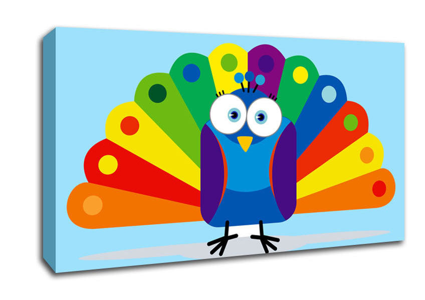 Little Peacock Baby Blue Canvas Wall Art