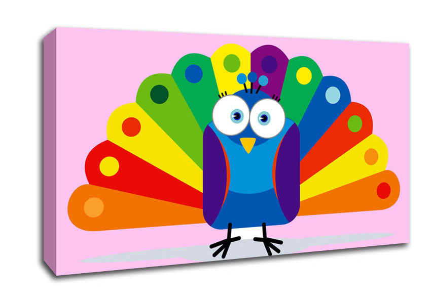 Little Peacock Pink Canvas Wall Art